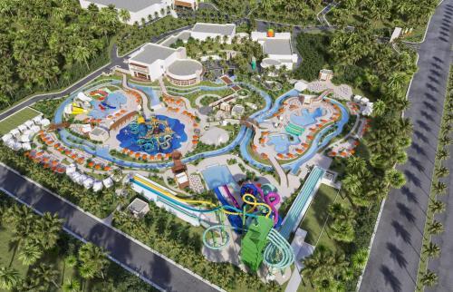 Nickelodeon Hotels and Resorts Riviera Maya featuring Aqua Nick water park, character experiences, and colorful family-friendly all-inclusive resort near Cancun.